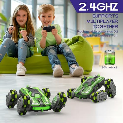 LECPOP 8WD Remote Control Car, 2.4GHz Gesture Sensing RC Stunt Car Double-Sided Driving Climbing Toy for Kids 9 10 11 12 Year Old Christmas Birthday Gifts, RC Cars Toys for Ages 6 7 8-13 14 Boys Girls
