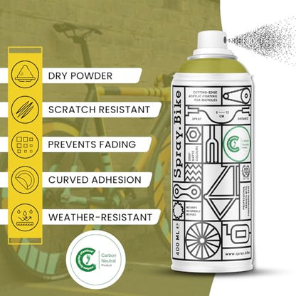 Spray.Bike Spray Paint - Bradbury (Muted Olive Green) | Designed Mainly for Bicycles | Multi-Use Acrylic Spray Paint for Metal, Plastic | High Coverage Bike Paint, 400ml - color: Bradbury