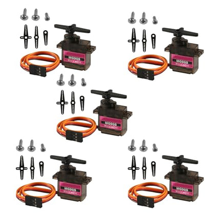 5Pcs MG90S Micro Servo Motor 9G Servo Geared Micro RC Servo Motor Smart Robot 360 Degree Compatible with Raspberry Pi Project Car Helicopter Airplane Boat