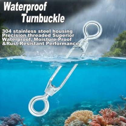 6 PCS M6 Eye and Eye Turnbuckles for Cables Wire Rope Tension | Made of 304 Stainless Steel, Corrosion Resistant , Easy to Use,220lbs Rated,Industrial Shade Sail Rigging - size: 6PCS-M6-OO