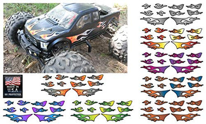 RC car Truck - Tribal Flames - 10pc Body Decal kit - Universal for Arrma Losi HPI Axial Traxxas Redcat Tekno 1/10 1/8 Scale Rock Crawler Stickers (Torched Steel) - color: Torched Steel