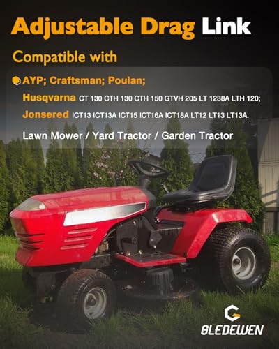 Steering Drag Link, Compatible with AYP/Jonsered/Craftsman/Husqvarna/Poulan, Adjustable Draglink Bar, Riding Lawn Tractor Part, Steering Control Arm, Replace#532169832 169832 532156438 156438 245-850 - size: 156438