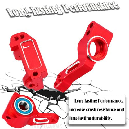 Aluminum Steering Blocks,C-Hubs Caster Block,Rear Stub Axle Carriers w/Bearings Upgrades Part for 1/10 Slash 2WD (VXL)/Rustler 2WD (VXL)/Stampede 2WD (VXL)/Bandit 2WD (VXL),Red - color: Red - (Steering Blocks)