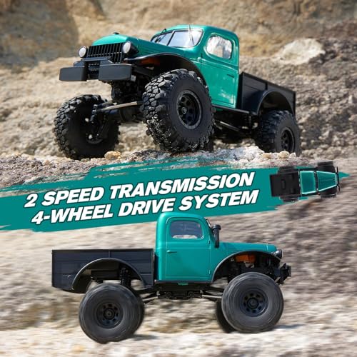 FMS FCX24S Power Wagon S 1/24 RC Crawler, Brushless 4x4 RTR Rock Crawler with Metal Suspension, 2-Speed Transmission, PC Hard Body – RC Car for Adults and Gift