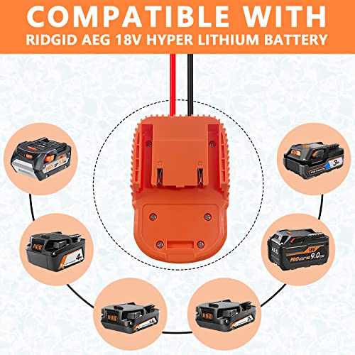 2PCS Power Wheel DIY Adapter for Ridgid AEG 18V Hyper Battery Dock Power Connector for DIY Rc Toy Car Truck, e-Bike, with Fuse & Wire terminals, Work for Rigid L1815R B1820R L1830R Battery (14AW Wire) - size: 2PCS