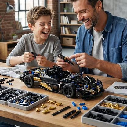 RC Car Building Kit, 1:14 App Control Car Kit with LEDs | car kit with 857 pieces, front and rear LED lights with an integrated power system; built for creative building, exhibition.