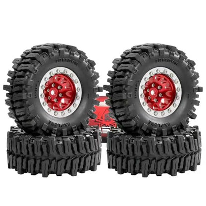REDSPIDER RC 1.3inch Beadlock Wheels and Crawler Tires 64mm * 26mm Mud Slingers X Super Soft Sticky Tyres For RC 1/24 1/18 Scale Crawler TRX4M SCX24 FCX24 FCX18 (Red) - color: Brown