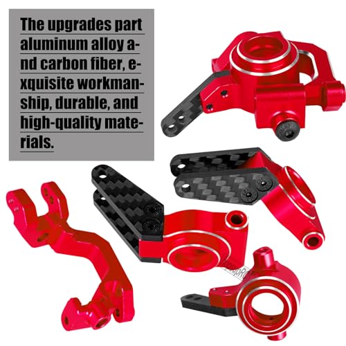 RC Carbon Fibre Front Rear Suspension Arms Rear Hubs Front Steering Block Knuckles & C-Hubs Caster Blocks Upgrades Parts for 1/10 Senton/Granite/Vorteks3S Blx & Mega 550 RC Car.Red - color: Red(for 1/10)