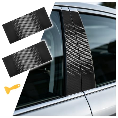 2PCS Car B Pillar Sticker Decal,Stylish Carbon Fiber Texture Car Pillar Decals for B-Column Protection,Waterproof Door Pillars Decals Kit Cars Exterior Accessories with Squeegee