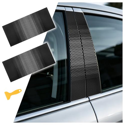 2PCS Car B Pillar Sticker Decal,Stylish Carbon Fiber Texture Car Pillar Decals for B-Column Protection,Waterproof Door Pillars Decals Kit Cars Exterior Accessories with Squeegee