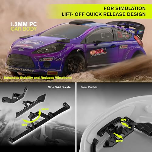 CROBOLL 1/10 Brushless RC Cars with Gyro, Max 50 mph Fast RC Rally Car,RTR | RLAARLO Fast RC Car 2.4Ghz All Terrain RC Cars, Waterproof 4x4 Hobby Remote Control Car RC Truck with 3S Battery, Purple - color: Purple