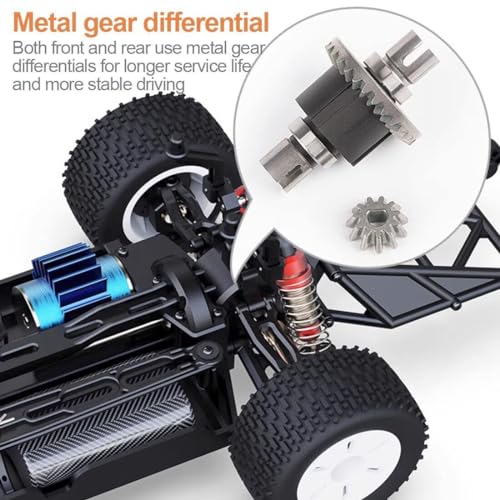 4WD RC Racing Car, 1/16 Scale 2.4G 30KM/H High Speed Electric Brushed Rally Racing Car with Led Lights, RC All Terrain Vehicle for Teens Adult - (RTR Version/Orange)