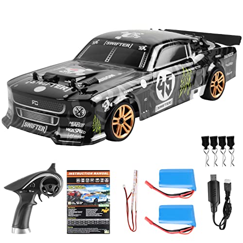 GoolRC RC Drift Car, 1:18 Scale 2.4GHz 4WD 30KM/H High Speed Remote Control Racing Car with LED Light Strip and 2 Batteries for Adults - size: 2 Batteries