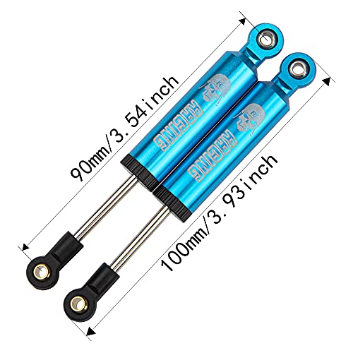 4Pcs Shock Absorber Damper Internal Spring 90mm Aluminum Alloy Shocks Compatible with Axial SCX10 90046 HSP HPI Traxxas TRX4 Redcat 1/10 RC Crawler Car (Blue) - color: Blue