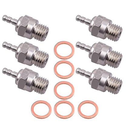70117 Hot Glow Plug No.3 N3 Spark Nitro Engine Parts Replace OS 8 for Traxxas HPI HSP Kyosho 1/8 1/10 RC Car Truck Buggy (Pack of 6) - color: Silver