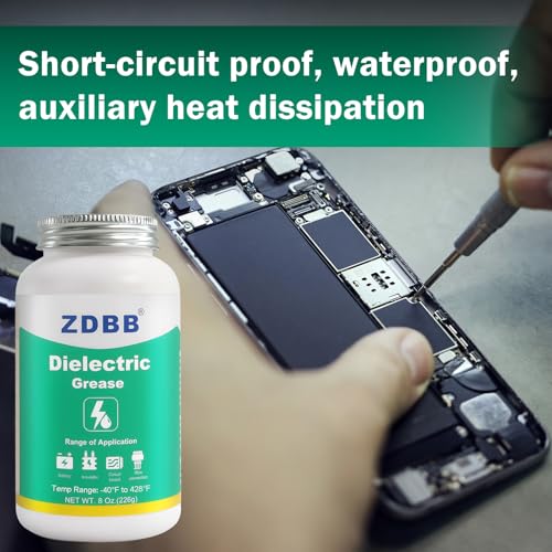 ZDBB Dielectric Grease for Automotive Electrical Connectors, Electric Silicone Paste with a Brush, Di Electric Grease Spark Plug, Battery Terminal, Wiring, Marine Against Salt Corrosion 8 oz (1pcs) - size: 1 Pack(8 OZ)
