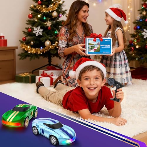 RC Drift Car, 1/64 Mini Drift RC Cars 4WD Micro Remote Control Car with LED Lights and Speed Switch, Ideal Birthday Cars Toys for Adults Kids Boys Age 6 7 8-12, Blue - color: Blue