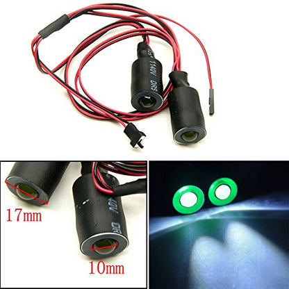 QUE-T 17mm 2 LEDs Angel Eyes & Demon Eyes LED Headlight/Back Light for 1:10 RC Model Crawler Cars, (Green + White, 17MM) - color: Green + White, size: 17MM