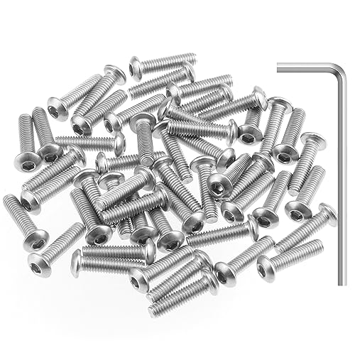HELIFOUNER 100 Pieces M3 x 12mm, Thread Pitch 0.5mm, 304 Stainless Steel (18-8) Button Head Socket Cap Screws, Fully Threaded - size: M3 x 12mm