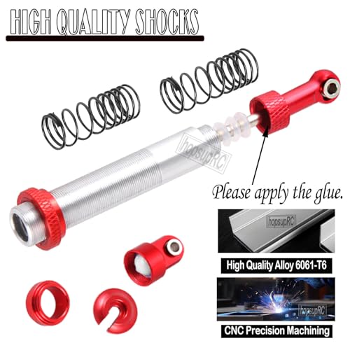 100mm Front Rear Shocks Absorber Damper Upgrades for 1/10 RC Hobby Cars,4PCS 7075 Aluminum Full Metal RC Shocks Absorber,Red - size: 100 MM (3.94 in)