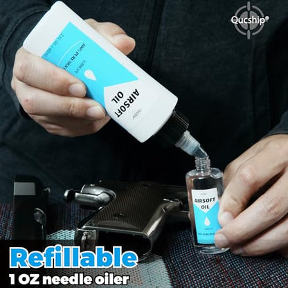 100% Silicone Airsoft Gun Oil & Air Chamber Lube, 2 oz + 1 oz Oiler Kit | CO2 & Airgun Care, Low-Viscosity Fast-Spreading Formula, Protects O-Rings & Seals, for PCP, Spring-Piston, Valves & Nozzles - size: 2+1oz