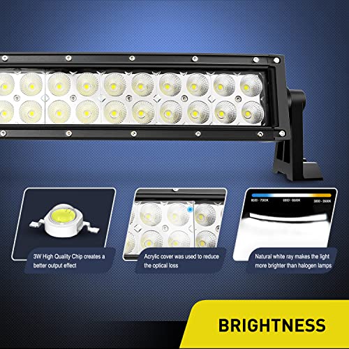 Nilight 54 Inch 312W Curved Spot Flood Combo Led Light Bar LED Off Road Light Driving Light and 1PC 14AWG 12V 5Pin Rocker Switch Wiring Harness Kit - 1 Lead - size: 54Inch 312W Light Bar +Wiring Harness