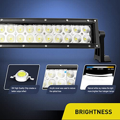 Nilight 54 Inch 312W Curved Spot Flood Combo Led Light Bar LED Off Road Light Driving Light and 1PC 14AWG 12V 5Pin Rocker Switch Wiring Harness Kit - 1 Lead - size: 54Inch 312W Light Bar +Wiring Harness