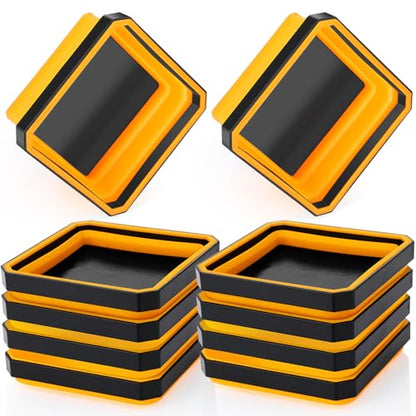 Barydat 10 Pcs Magnetic Tool Tray Collapsible Foldable Parts Trays Set Magnetic Screw Tray Magnetic Parts Bowl Square Silicone Magnetic Tool for Bolts Nuts Washers Pins Screw Parts (Orange) - color: Orange