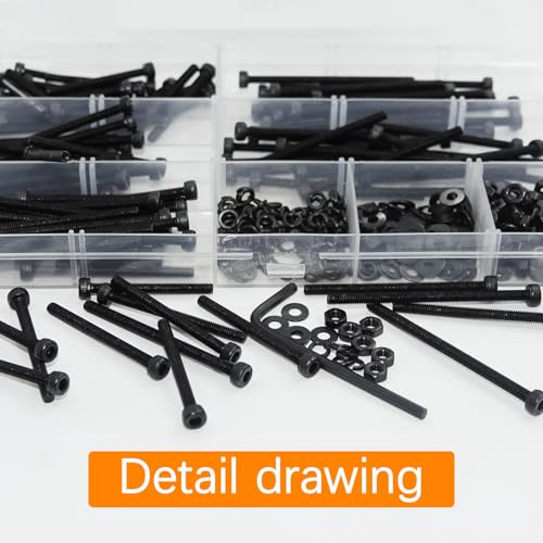 461Pcs M3 Socket Head Screws Metric Screws Bolts Washers Nuts Kit | ﻿ M3 x 30mm /35mm /40mm /45mm /50mm Machine Screw Assortment Kit 12.9 Grade Alloy Steel Fully Threaded for Furniture - size: M3 x 30mm, 35mm, 40mm, 45mm, 50mm