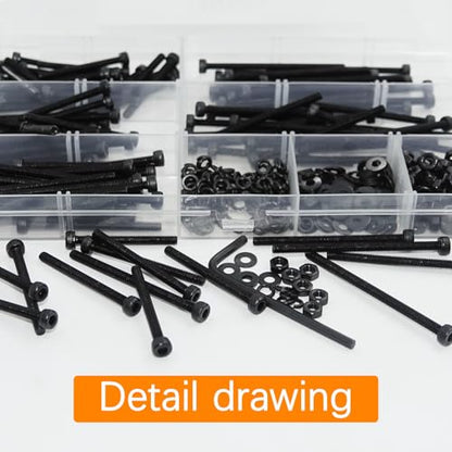 461Pcs M3 Socket Head Screws Metric Screws Bolts Washers Nuts Kit | ﻿ M3 x 30mm /35mm /40mm /45mm /50mm Machine Screw Assortment Kit 12.9 Grade Alloy Steel Fully Threaded for Furniture - size: M3 x 30mm, 35mm, 40mm, 45mm, 50mm