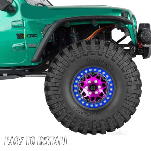 RC Aluminium 1.9 Beadlock Wheel Rims Set for 1/10 SCX10 90046 AXI03007 TRX4 TRX6 VS4-10 Gen7 Gen8 D90 CFX MST RC Crawler,(4PCS) 1.9 RC Beadlock Rims,1.9 rc Wheels,Pink - color: Pink- (Wheel Rims)