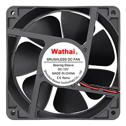 Wathai 120mm x 38mm Brushless Cooling Case Fan 12V 2pin DC High Airflow | 3000CFM High airflow brushless dc fan functions as a high-velocity electronics ventilation cooler - style: 12V 2Pin Sleeve