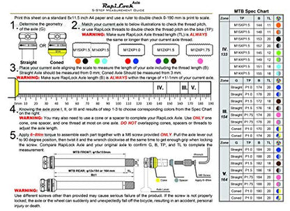 Through Axle Roaddisc, Gravel, Cyclocross, or Mountain Bikes, M12XP1.0/P1.5/P1.75 for 60 Different Combination - size: φ15x133mm MTB Front