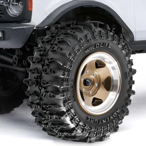 1.3" Beadlock Wheel Tires, Aluminum 1.3 Beadlock Wheels and Tires Upgraded 1.45-inch Wheel for for 1/24 SCX24 AX24 FCX24 1/18 TRX4M FMS RC Crawler Car Upgrade (Bronze) - color: Bronze
