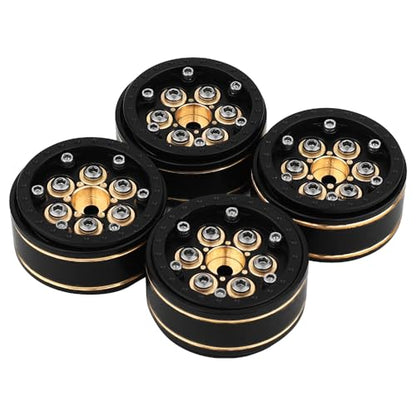 1.0 Plus Brass Beadlock Wheel Rims 4PCS Wheels for All 1/24 Scale FCX24 Axial SCX24 Deadbolt C10 Gladiator 1/18 TRX4M RC Crawler Car Upgrades Parts (6 Round Shape) - style: 6 round shape