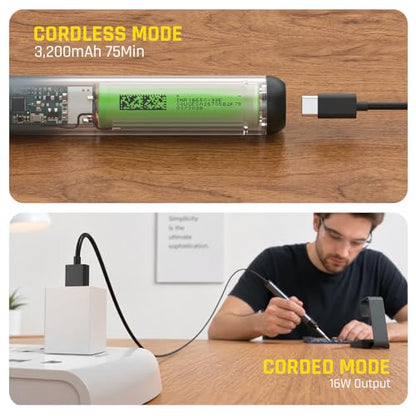 POPULO X4 FlashBolt Soldering Iron Kit, Cordless Precision Soldering Gun, 12s Fast Heating(390°F-840℉), 75min Working Time, 4 Precision Soldering Tips(C210), Soldering Iron for DIY Repair