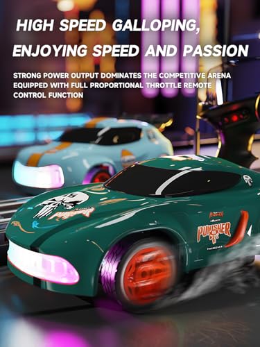 ANTSIR 1/64 RC Drift Car, 7 Colorful LED Lights 4WD RTR Small Car Gift | 2.4GHz,15KM/H High Speed, Drifting/Race Tires, Desktop Remote Control Car, Proportional Throttle, Adults & Teens, Black - color: Black Concept Model
