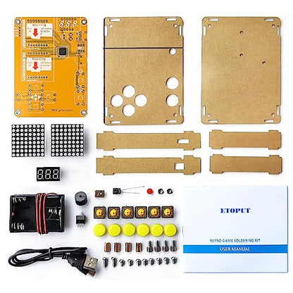 DIY Soldering Project Game Kit Retro Classic Electronic Soldering Kit with 5 Retro Classic Games and Acrylic Case
