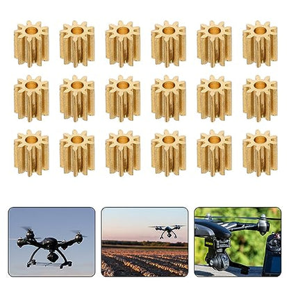 Scicalife 20 Pcs Copper Pinion 10 Tooth Small Modulus Mechanical Gear Set 0.19 in Mini Motor Gears for Diy Models Rc Vehicle Parts Micro Motor Assemblies Science Projects
