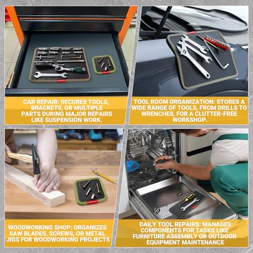 Magnetic Tool Mat for Mechanics, Flexible Screw Holder (Large) | Flexible Magnetic Tool Tray for Holding Screws, Nuts And Wrenches, Non-Slip Magnetic Tool Pad for Garage, Auto Repair and DIY - size: 1PC: L