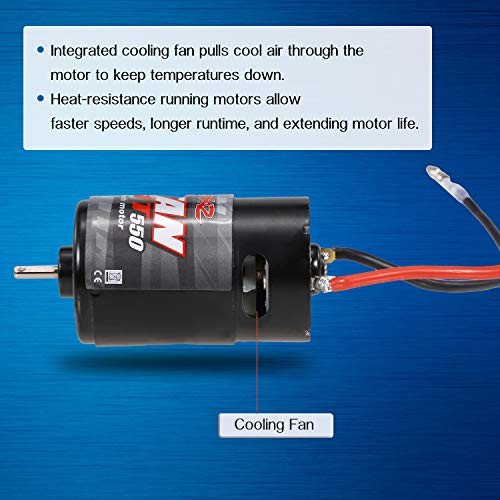 GoolRC 550 21T Brushed Motor for 1/10 RC Trail Crawler Car HSP HPI Wltoys Kyosho TRAXXAS TRX-4 TRX-6, 3.175mm Output Shaft with Integrated Cooling Fan - size: 21T