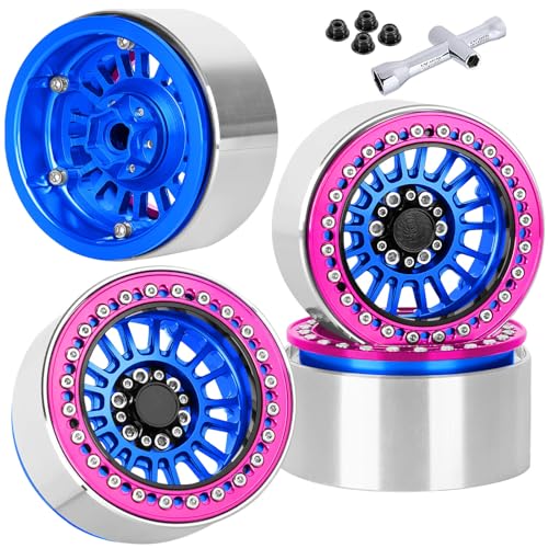 Alloy 2.2 Beadlock Wheels Rims for 1/10 TRX4 TRX6 SCX10 SCX10 II SCX10 III SCX10 Pro Gen7/8 D90 VS4-10 MST CFX RC Crawler Car,RC 2.2 Beadlock Wheel Off Road Buggy Rally RC Truck Wheel,Navy Blue - color: Navy Blue - (Alloy 2.2 Beadlock)