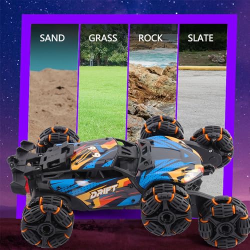 Six-wheel RC Control Racing Car Spray Off Road Truck Function That Can Turn Back & Forth 4-Channel Double Sided Remote Control Expert Drift Twisting Plastic Stunt Car 500m Range for Indoor-Outdoor Use