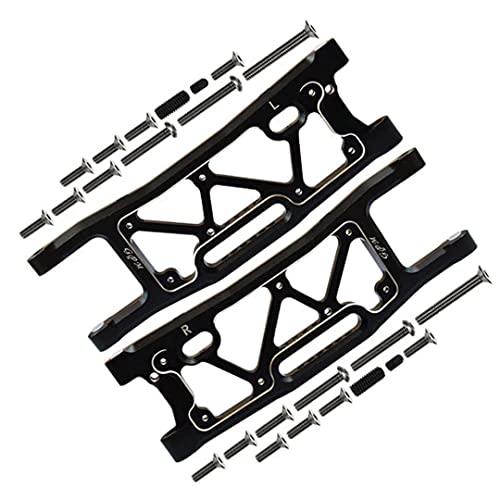 GPM 1Pcs Set Upgrades Aluminum 6061 Rear Suspension Arms for 1/8 4Wd Sledge Monster Truck (95076-4) Rc Cars (Black) - color: Black
