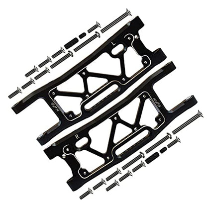 GPM 1Pcs Set Upgrades Aluminum 6061 Rear Suspension Arms for 1/8 4Wd Sledge Monster Truck (95076-4) Rc Cars (Black) - color: Black