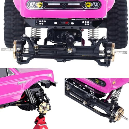 Brass Front Steering Knuckles w/Adjustable Steering Block Weights&Steering Link 19g/Set for Redcat Ascent-32 1/32 RC Crawler Car Upgrades,Black Coating