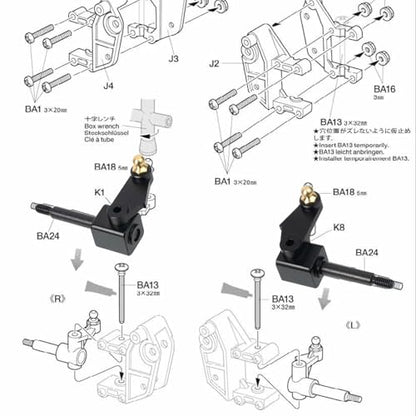 Aluminum Front Knuckle Arm Set for Tamiya ORV Chassis Blackfoot Monster Beetle The Frog Mud Blaster RC Off-Road Car Upgrades Parts