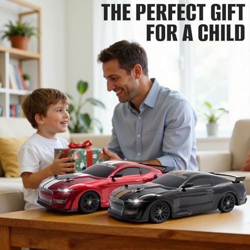 RC Drift Car, 1:24 Scale Remote Control Cars Vehicle for Kids, 2.4GHz 20KM/H 4WD High Speed RC Cars with LED Light Two Batteries & Drifting Tires Racing Sport Toy Car for Adults Boys Girls 8602BK - style: 8602-Black