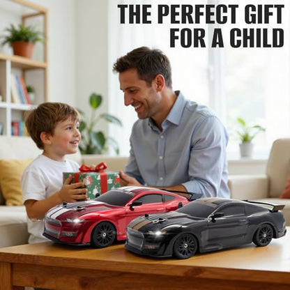 RC Drift Car, 1:24 Scale Remote Control Cars Vehicle for Kids, 2.4GHz 20KM/H 4WD High Speed RC Cars with LED Light Two Batteries & Drifting Tires Racing Sport Toy Car for Adults Boys Girls 8602RD - style: 8602-Red