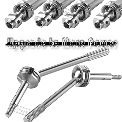 Upgrades Part Drive Shaft CVD for 1/10 Slash 4X4/Stampede 4X4/Rustler 4X4/Hoss 4X4 RC 4WD,4PCS Front Rear Stainless Steel CVD #45 Axle with Red Hex,Silver - style: Silver w/Red (for 4wd)